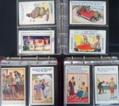 Postcards, Comic, a mixed age comic collection of approx. 224 cards in 3 modern albums. Artists