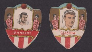 The W G McGregor Bonner Collection, Trade cards, Football, Baines, 2 shield shaped cards, one for