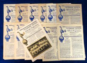 Football programmes, Tottenham Hotspur homes, 1949/50, Division 2 Champions, 13 programmes v