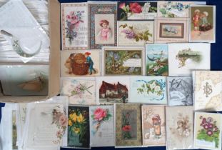 Ephemera, Victorian Greeting Cards, approx. 250 cards to include die-cut, embroidered, embossed,