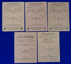 Football programmes, Tottenham Hotspur, 5 wartime home programmes 1945/6 v Arsenal 16 Feb 46 FLS,