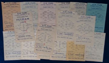 Football programmes, Reading FC, 1944/45, 16 home single sheet programmes, all with slight trim to