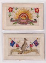 Postcards, Silks, an antipodean mix of 4 embroidered silks, inc. 'Australian Commonwealth Military
