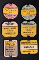 Horse Racing Badges, Royal Ascot, a collection of 6 Royal Ascot Paddock badges for 1931 (two,