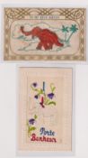 Postcards, Silks, 2 scarce embroidered silk cards showing elephants, inc. 'To my dear Sister' with