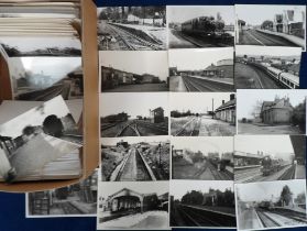 Transportation, Photographs, Rail Stations approx. 200 b/w postcard sized images most professionally