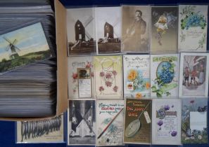Postcards, a mixed subject selection of approx. 400 cards RPs, printed and artist drawn to include