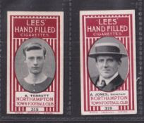 Cigarette cards, Lees, Northampton Town Football Club, 2 cards, no 315, B Tebbutt & no 319, A
