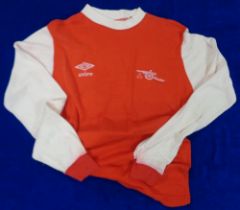 Football shirt, Arsenal FC, believed to be a match worn example in cotton, long sleeved shirt with