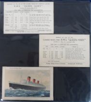 Transportation, Cunard White Star Shipping, a collection of postcards, press photographs,