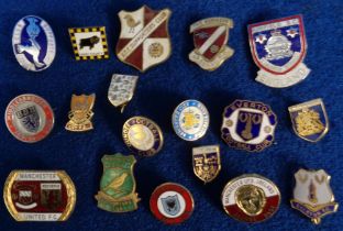 Football badges, a collection of 18 enamel badges, 1970's onwards inc. Manchester United George Best