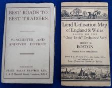Ephemera, Maps, 2 maps to comprise 1920s 'Best Roads To Best Traders Winchester and Andover