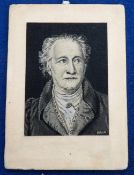 Collectables, Woven Silk postcard sized panel of Johann Wolfgang Von Goeth (1750-1832) by Hago, made