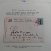 Stamps, India postal history 1907 postcard bearing the Minto Fete Calcutta red cancellation. (1)
