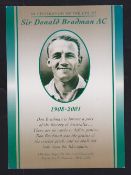 Trade card, Anon, Cricket, Don Bradman 'In Celebration of the Life of Sir Donald Bradman AC'