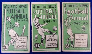 Football annuals, 3 Athletic News Football Annuals 1943/44, 44/45, & 45/46 (gen gd)