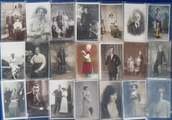 Postcards, People and Fashions, 100+ cards showing groups, families, fashions, fancy dress,