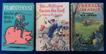Books, 14 books to include P.G. Wodehouse Service With A Smile 1962 1st Ed (gd), Worrals Flies Again