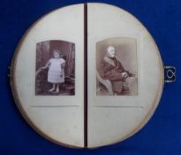 Ephemera, Victorian Photograph Album, a most unusual demi-lune leather bound photograph album