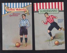 Football postcards, Valentine's Series, two cards, Sheffield Wednesday & Sunderland, both postally
