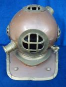 Collectables, Diving Helmet, replica copper and brass full size diving helmet with Siebe Gorman logo