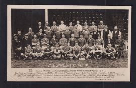 Football postcard, Millwall FC, photographic card showing squad & officials, 1921-22 (unused, gd) (