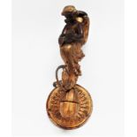 A late 19th century gilt bronze wall light - modelled as a cherub holding cymbols, height 25cm