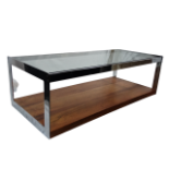 A Merrow Associates chrome, rosewood and glass coffee table - of rectangular form, height 40cm,