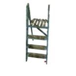 An early 20th century wooden step ladder - blue painted with three treads, height 122cm