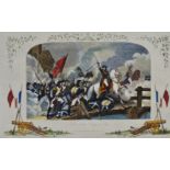Battle Of The Budge Of Lodi Hand coloured engraving Framed and glazed Picture size 13.3 x 22cm