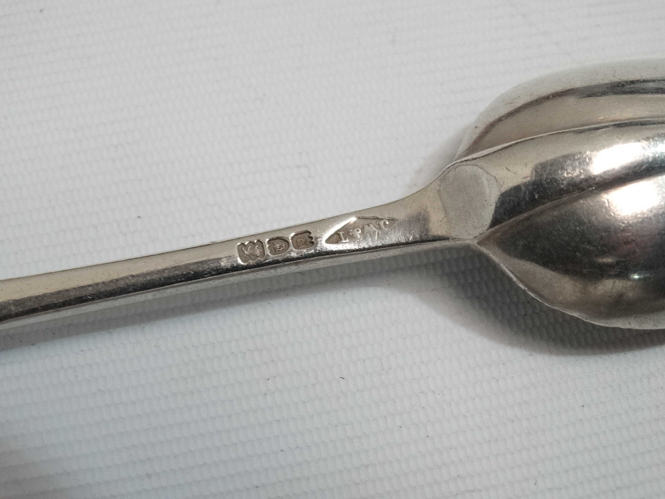 A pair of 'Rat Tail' pattern silver teaspoons, London 1930, sponsor's mark for Mappin & Webb, - Image 2 of 2