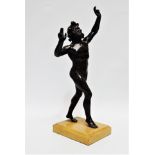 After the Antique - a 19th century Grand Tour patinated bronze of a dancing faun, on a rectangular