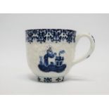 A Lowestoft or Bow moulded cup - possibly James Hughes (see Spencer 'Early Lowestoft' and Wooley &