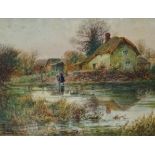 G S SINCLAIR (British 19th/20th century), Collecting Water, watercolour, signed lower left, framed