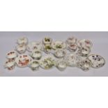 A Spode Felspar trio set - decorated with floral sprigs, together with six further trio sets.