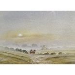IAN ANTHONY GILLIBRAN (British b. 1960), Heavy Horses on a Cart Road, Watercolour, Signed lower