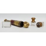 A 19th century mahogany and brass telescope - three draw with a 1.25'' lens, together with a pair of