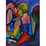 CYNTHIA DAVIS Lady In A Mirror Gouache on paper Signed upper left Unframed Artist's label 70 x 50cm