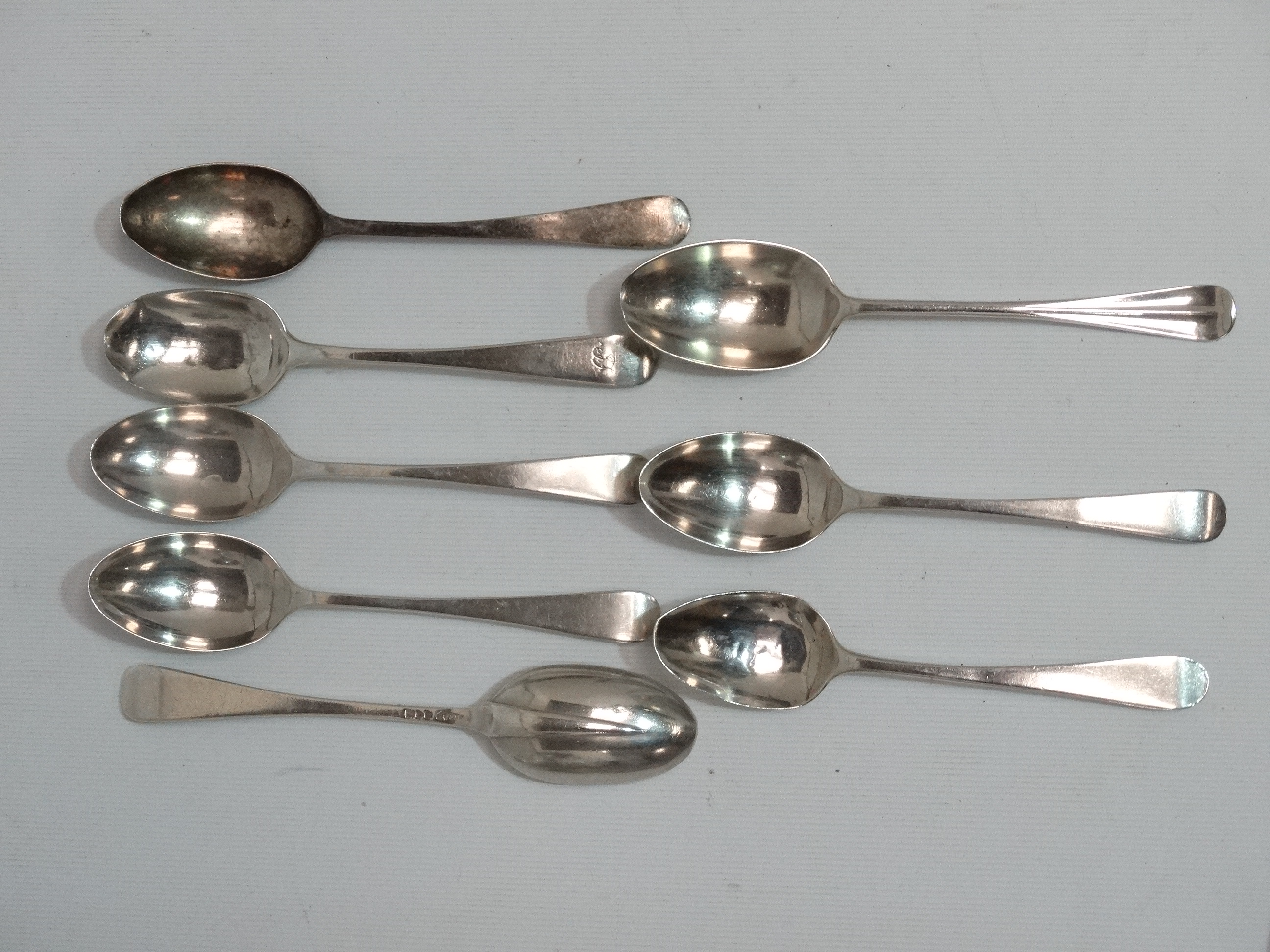 A pair of 'Rat Tail' pattern silver teaspoons, London 1930, sponsor's mark for Mappin & Webb,