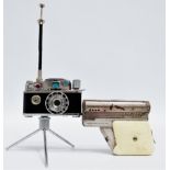 A Photo-flash table lighter - boxed together with an Imco pistol lighter, chrome with a white