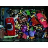 A quantity of die cast toys - all unboxed and well used, together with a model glider and other