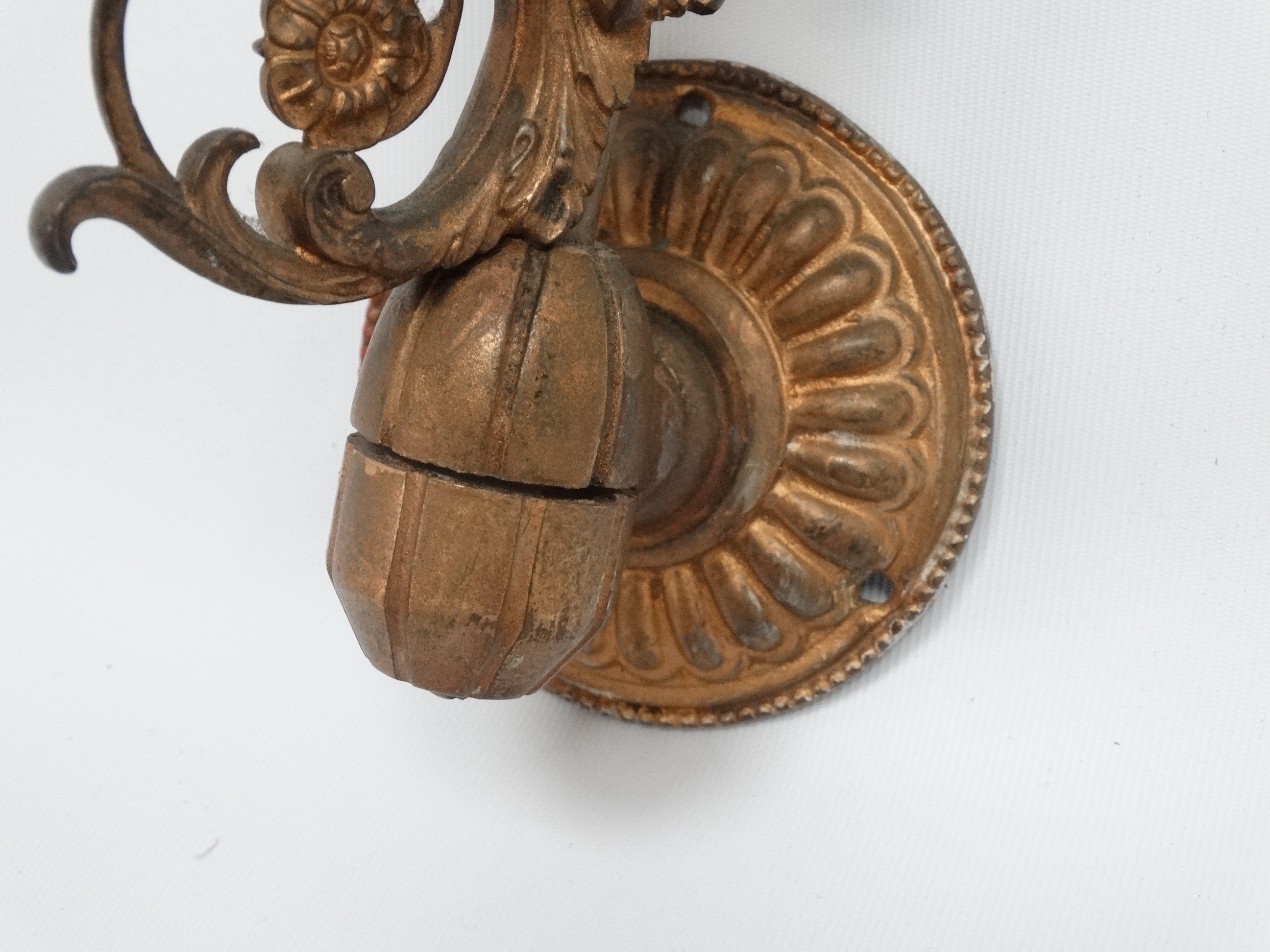 A late 19th century gilt bronze wall light - modelled as a cherub holding cymbols, height 25cm - Image 3 of 4