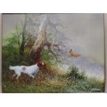 LEIFORD (20th Century), Spaniel Putting Up a Game Bird, oil on canvas, signed lower right, framed,