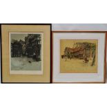 CECIL ALDIN The Coaching Inn and Figures Outside A Tudor House A pair of prints Signed in pencil