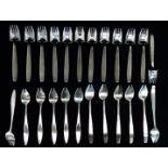 Splayds by Mrs McArthur for Viners - combined knife, fork and spoon, stainless steel, twelve,