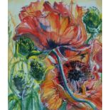 LINDA WINTER (XX-XXI) Poppies Watercolour Signed lower right Framed and glazed Picture size 31 x