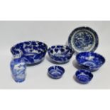 A Chinese blue and white bowl - decorated with flowers and foliage, diameter 25cm, together with