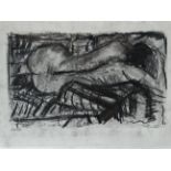 NAN FRANKEL (XX-XXI) Reclining Nude Charcoal on paper Signed lower left Framed and glazed Picture