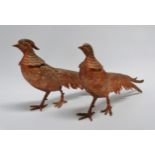 A pair of gilt metal Lady Amherst pheasants - as table decoration (2)