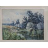 EMILY STANNARD (1803-1885) Quiet Stretch of the Great Ouse watercolour signed lower left framed